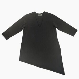 Sympli Black V-Neck Asym Hem Tunic Top 3/4 Sleeve Size 8